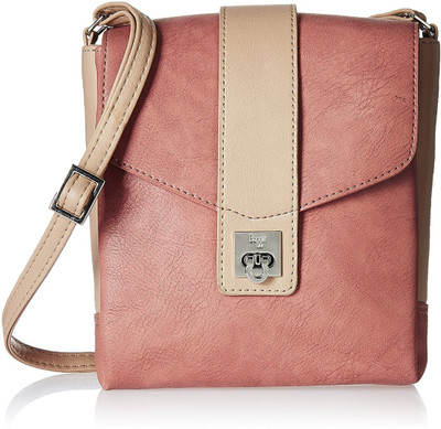 

Baggit Women Casual Pink, Beige PU Sling Bag, Beige;pink