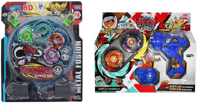 

Assemble Invencible High Power Firght Back with 4 Pcs Stadium Beyblade-(Pack of 2)(Multicolor)
