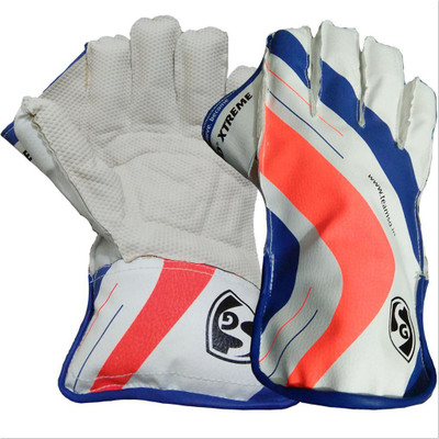 

SG RSD Xtreme Wicket Keeping Gloves (Boys, White, Blue, Red), Blue;orange;white