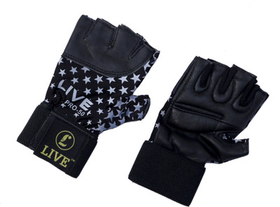 LIVE GYM GLOVES Gym & Fitness Gloves (, Black, Silver