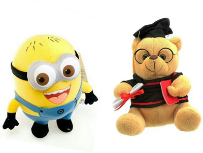 

soniya Enterprises musical scholar teddy bear-20cm and Minion - 30 cm(Multicolor)