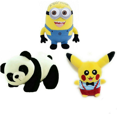 

soniya Enterprises Pikachu-42cm and panda-40cm and Minion - 35 cm(Multicolor)