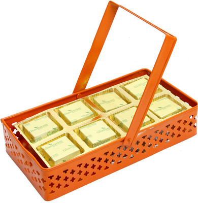 

Ghasitaram Gifts Mewa Bites- Orange 8 pcs Metal Mewa Bites Basket(160 g, Box)