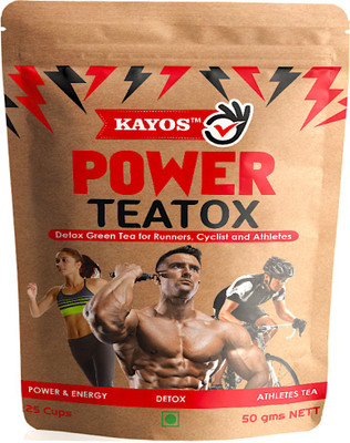 

Kayos Power Teatox - Detox Green Tea for Runner, Cyclists and Athletes for Weight Loss, Energy & Endurance - 50g Hibiscus Herbal Tea Pouch(50 g)