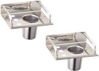 

Kurvz Tumbler Holder with Stainless Steel Toothbrush Holder- Pack of 2(Silver)