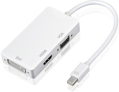 

ReTrack 3 in 1 Thunderbolt Mini Display Port to HDMI/VGA/DVI Display Port Cable Adapter HDMI Adapter(Compatible with Mobile, White)