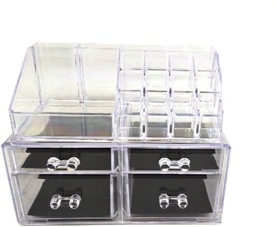

Connectwide Acrylic Jewelry & Cosmetic Organizer: 4 Drawer Set (2 Large, 2 Medium Drawers)-Multilayer Makeup Holder Vanity Box(Clear)