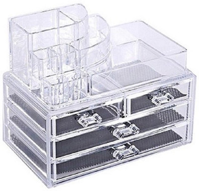 

Connectwide Acrylic Jewelry & Cosmetic Organizer: 4 Drawer Makeup Holder Vanity Box(Clear)