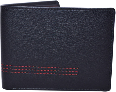 

Cut The Chase Men Black Genuine Leather Wallet(6 Card Slots), Black leather