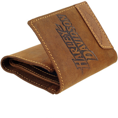 Harley Davidson Men Tan Genuine Leather Wallet(4 Card Slots), Tan1