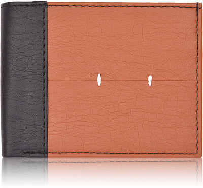 

Death By Color Men Black Artificial Leather Wallet(12 Card Slots), Black-tan