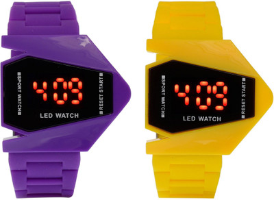 

Maxi Retail Rocket LED Purple+Yellow Color Combo of 2 Watch - For Boys & Girls