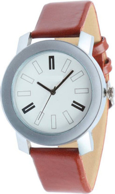 

Miss Perfect Brown Leather step White dial watch for men & women Watch - For Boys
