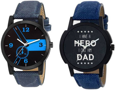 

Rage Enterprise New Funky Look Blue Leather Strap Set Of 2 Boys Watch - For Men