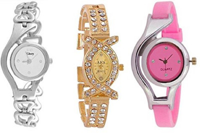 

Talgo TGKADISLAKSGDWCPK White Dial Silver Chain Strap, Gold ial Gold Chain Strap And Pink Dial Pink Rubber Strap (Combo of 3) Watch - For Women