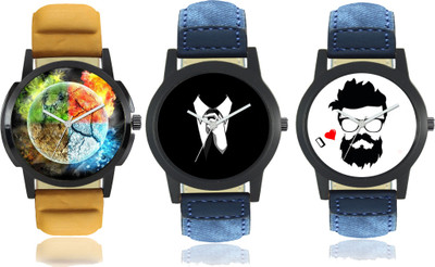 

AR Sales Pack Of 3 Printed Dial Watch - For Men