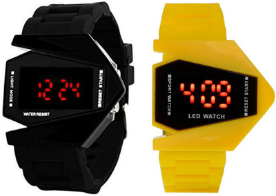 

SP Rocket LED Black+Yellow Color Combo of 2 Watch - For Boys & Girls