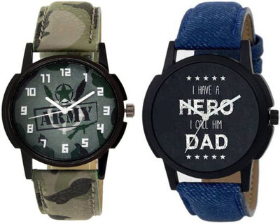 

Rage Enterprise New Stylish Blue Green Leather Strap Combo For Men Watch - For Boys