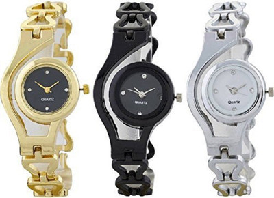 

Talgo TGKADIBKGDSL Black White Round Dial Black , White And Silver Chain Strap Watch - For Girls