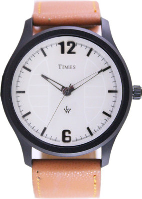 

TIMES LW Leather Strap Black Metal Watch - For Men