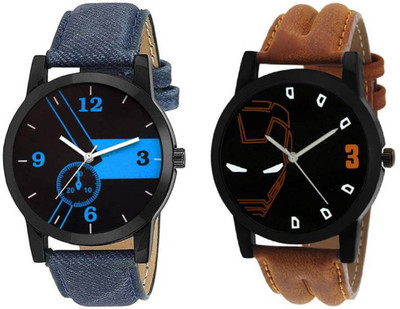 

Rage Enterprise New Stylish Blue & Brown Leather Strap Boys Watch - For Men