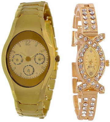 

Varni Retail New Full Gold Women And AKS Golden Diamond Combo Girls Watch For Women Watch - For Women