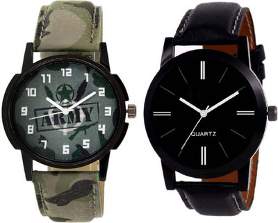 

Rage Enterprise New Stylish Black_Green Leather Strap Boys Watch - For Men