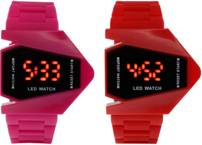 

victance Rocket LED Pink+Red Color Combo of 2 Watch - For Boys & Girls