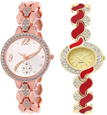 

iDIVAS ALK 53372 Rose Gold Metal Diamond Studed Bracelet With 1 year Warranty Watch - For Girls
