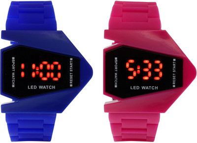 

victance Rocket LED Blue+Pink Color Combo of 2 Watch - For Boys & Girls