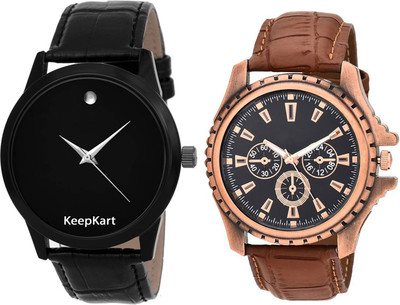 

Keepkart Black ~ Slim Dial And Rose Golden Dial Unique ~ Pattern ~ Combo Sett Of Two For Couple Watch - For Boys