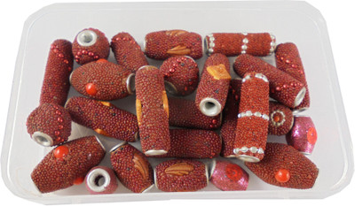 estore set of 25 pcs lakh beads for jewellery making art and craft diy project kit (red)