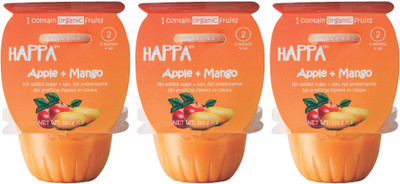 

happa Organic Apple + Mango Puree, Baby food for 6 months+, Stage-2, Cereal(660 g, Pack of 6, 6+ Months)