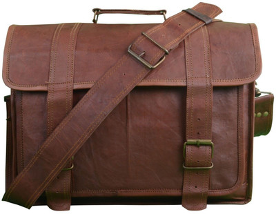

STYLOLEATHERBAGS Leather Messenger Bag Leather Laptop Office College Shoulder Bag Messenger Bag(Brown, 16 inch)