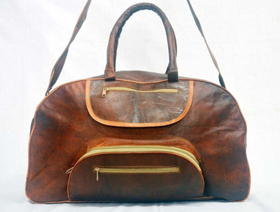 

STYLOLEATHERBAGS Leather Luggage Bag Weekender(Brown, 21 L)