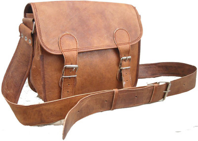 

STYLOLEATHERBAGS Leather Messenger Bag Leather Laptop Office College Bag Sling Bag(Brown, 10 inch)