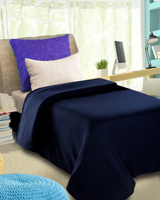 Nirvaan Solid Double Fleece Blanket for  AC Room(Polyester, Blue)