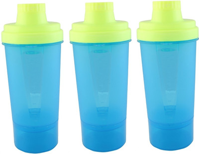 

Premsons Plastics Super Shaker Big Storage Sport Water Bottle Set Of 3 600 ml Shaker(Pack of 3, Blue)
