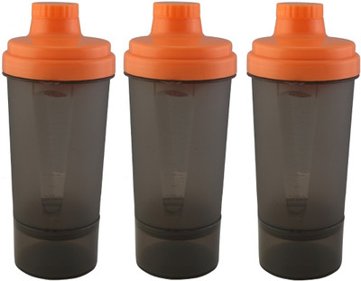 

Premsons Plastics Super Shaker Big Storage Sport Water Bottle Set Of 3 600 ml Shaker(Pack of 3, Black)