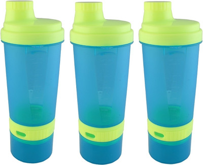 

Premsons Plastics Super Shaker small with storage and pill organizer Set Of 3 600 ml Shaker(Pack of 3, Blue)