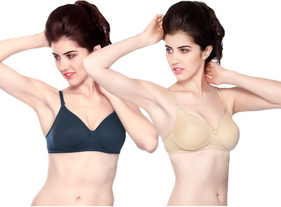 Avon Brassiers Full Coverage Seamless Non Padded Combo Pack of 2 Women Full Coverage Non Padded Bra(Gold, Blue)