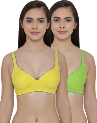 Clovia Women T-Shirt Non Padded Bra(Yellow, Green)