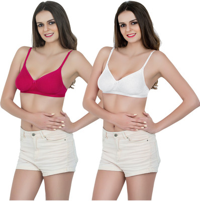 Avon Brassiers Full Coverage Seamless Non Padded Combo Pack of 2 Women Full Coverage Non Padded Bra(White, Pink)