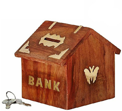 

Worthy Fancy Shoppee Beautifull hut shaped money bank, coin box for kids, adults(10x12x11cm) Coin Bank(Brown)