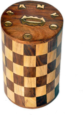 

Sublime Arts Rosewood Chess Designed Coin Bank(Brown, Beige)