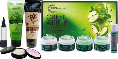 

NutriGlow Green Apple Facial Kit (250+10)g with Makeup Kit(Set of 5)