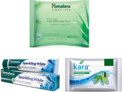 

Himalaya Aloe Vera Facial Wipes, Toothpaste, Kara Skin Care Wipes(Set of 3)