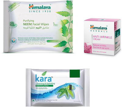 

Himalaya Purifying Neem Facial Wipes, Anti Wrinkle Cream, Kara Skin Care Wipes(Set of 3)