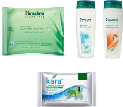 

Himalaya Aloe Vera Facial Wipes, Refreshing & Cleansing Milk, Nourishing Face Moisturizing Lotion, Kara Skin Care Wipes(Set of 4)
