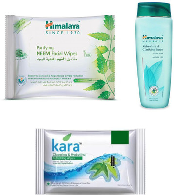 

Himalaya Purifying Neem Facial Wipes, Refreshing & Clarifying Toner, Kara Skin Care Wipes(Set of 3)